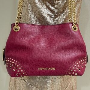 Michael Kors Shoulder Bag in Berry with Gold Hardware